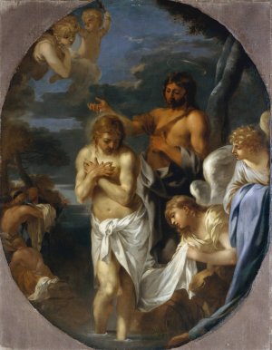 The Baptism of Christ by Sebastien Bourdon Oil Painting