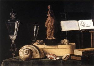 Still-Life with Statuette and Shells by Sebastien Stoskopff Oil Painting