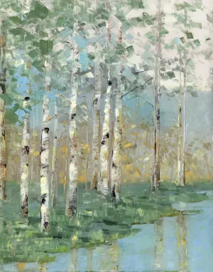 Birch Reflections I Oil Painting by Sally Swatland - Bestsellers