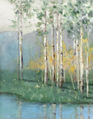 Birch Reflections II by Sally Swatland Oil Painting