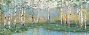 Birch River Reflections by Sally Swatland Oil Painting