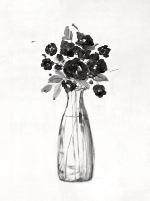 Black & White Sophisticated Floral II by Sally Swatland Oil Painting