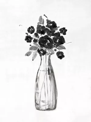 Black & White Sophisticated Floral II by Sally Swatland Oil Painting