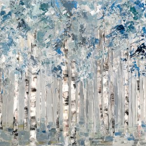 Blue Birch Grove by Sally Swatland Oil Painting