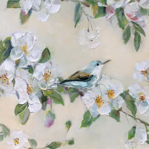 Blushing Birds and Blooms I by Sally Swatland Oil Painting