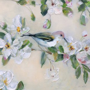 Blushing Birds and Blooms II by Sally Swatland Oil Painting