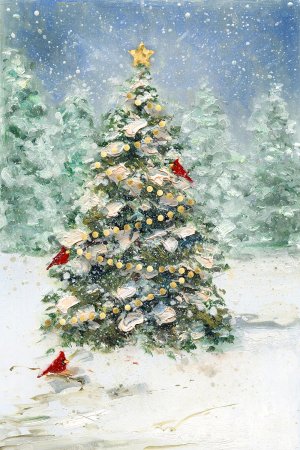 Cardinals and Christmas by Sally Swatland Oil Painting