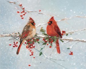 Cardinals In Winter by Sally Swatland Oil Painting