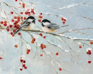 Chickadees In Winter Oil Painting by Sally Swatland - Bestsellers