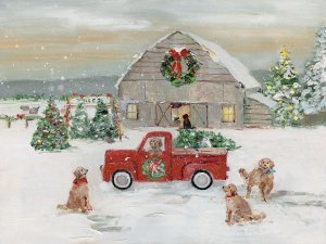 Christmas on the Farm by Sally Swatland Oil Painting