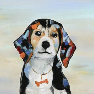 Colorful Pup I by Sally Swatland Oil Painting