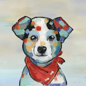 Colorful Pup II Oil Painting by Sally Swatland - Bestsellers
