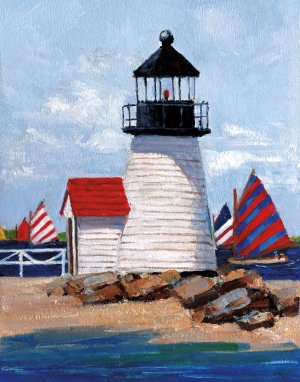 Edgartown Lighthouse by Sally Swatland Oil Painting
