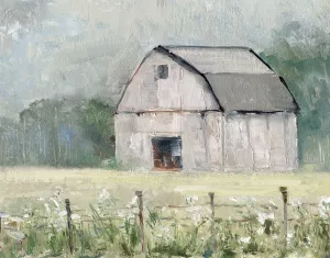 Fence Line and Hay by Sally Swatland Oil Painting
