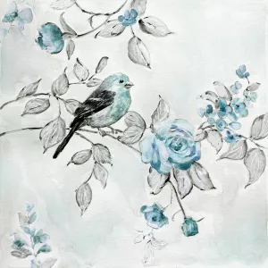 Finch and Spring Rose Climbers I by Sally Swatland Oil Painting