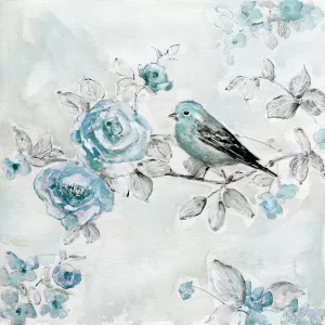 Finch and Spring Rose Climbers III by Sally Swatland Oil Painting