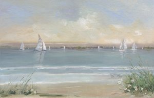Harbor at Dusk Panorama by Sally Swatland Oil Painting