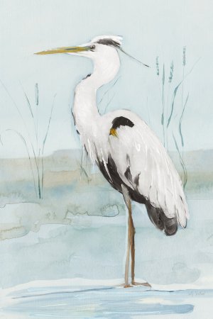 Heron on Blue II by Sally Swatland Oil Painting