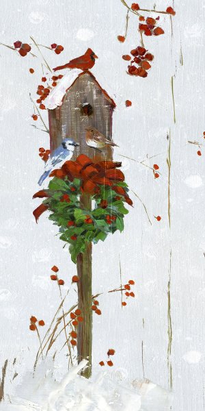 Holiday Birdhouse by Sally Swatland Oil Painting