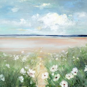 Ocean Wildflowers by Sally Swatland Oil Painting