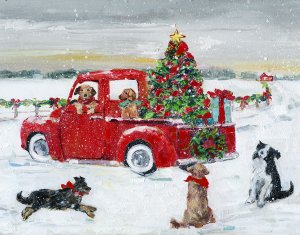 Pooches and Presents by Sally Swatland Oil Painting
