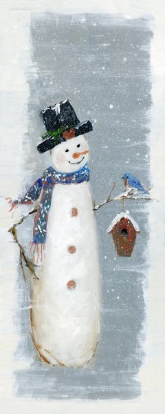 Primitive Snowman I by Sally Swatland Oil Painting