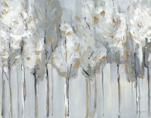 Silver and Gold Tree Line by Sally Swatland Oil Painting