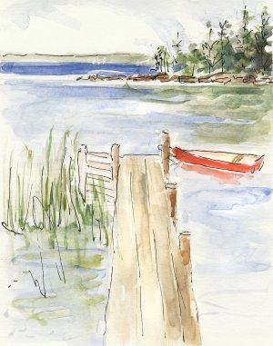 Sketchy Pier by Sally Swatland Oil Painting