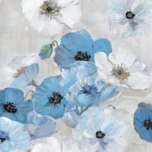 Soft Blue Confetti Floral II by Sally Swatland Oil Painting