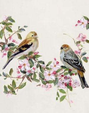 Songbird Duo II by Sally Swatland Oil Painting