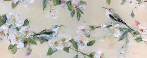 Songbirds & Blushing Blooms I by Sally Swatland Oil Painting