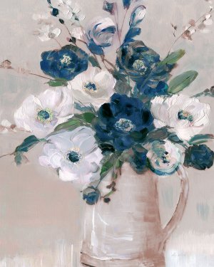 Touch of Teal Arrangement I by Sally Swatland Oil Painting