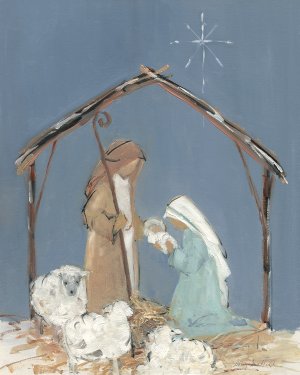 Twilight Nativity Family by Sally Swatland Oil Painting