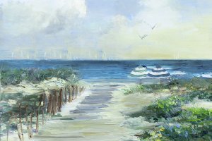 Two Beach Umbrellas by Sally Swatland Oil Painting