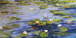 Water Lilies by Sally Swatland Oil Painting