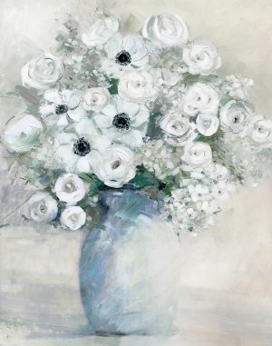 White Anemone Bouquet by Sally Swatland Oil Painting
