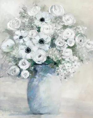 White Anemone Bouquet by Sally Swatland Oil Painting