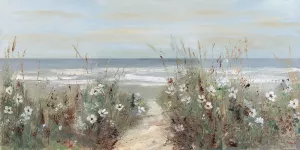 Wildflower Coastline View by Sally Swatland Oil Painting