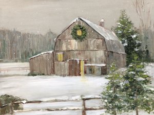 Winter Barn by Sally Swatland Oil Painting