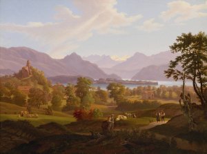View Of Meggen With The Ruin Of Neu-Habsburg by Salomon Brunner Oil Painting