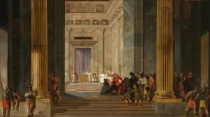 The Queen Of Sheba Before The Temple Of Solomon In Jerusalem by Salomon De Bray Oil Painting