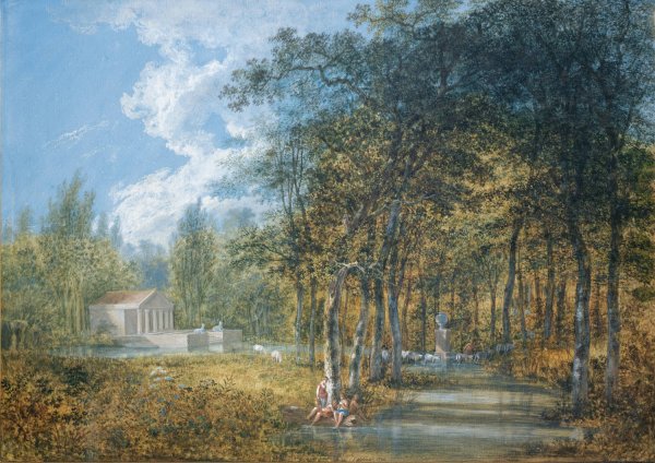 Arcadian Landscape  by Salomon Gessner - Hand-Painted Oil Painting Reproduction