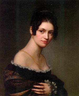 Portrait of a Lady Wearing a Flowered Shawl by Salomon Guillaume Counis Oil Painting