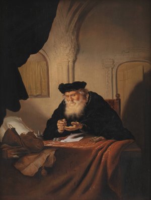 An Old Man Counting his Money by Salomon Koninck Oil Painting