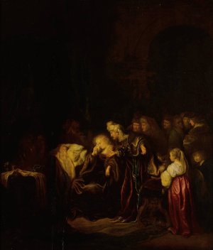 David and Bathsheba mourning their dead son by Salomon Koninck Oil Painting