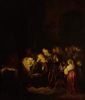 David and Bathsheba mourning their dead son by Salomon Koninck Oil Painting