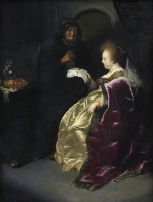 Esther Reading Haman's Decree of the Extermination of the Jews by Salomon Koninck Oil Painting