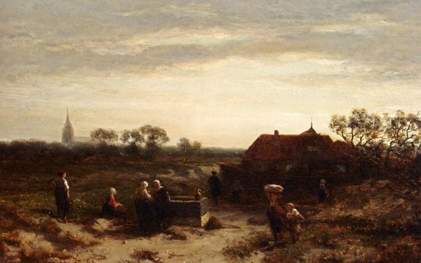 Main Product Photo of Figures In The Dunes Near Scheveningen Painting by Salomon Leonardus Verveer