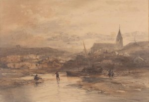 Landschap met kerk by Salomon Leonardus Verveer Oil Painting