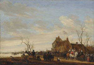 Drawing the Eel by Salomon Van Ruysdael Oil Painting